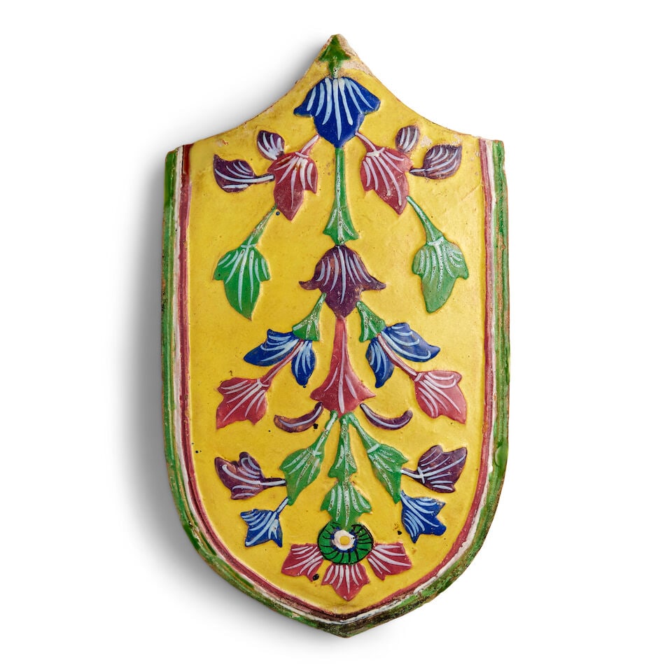 A moulded pottery tile North India, possibly Sindh, 18th/ 19th Century (1 of 2)