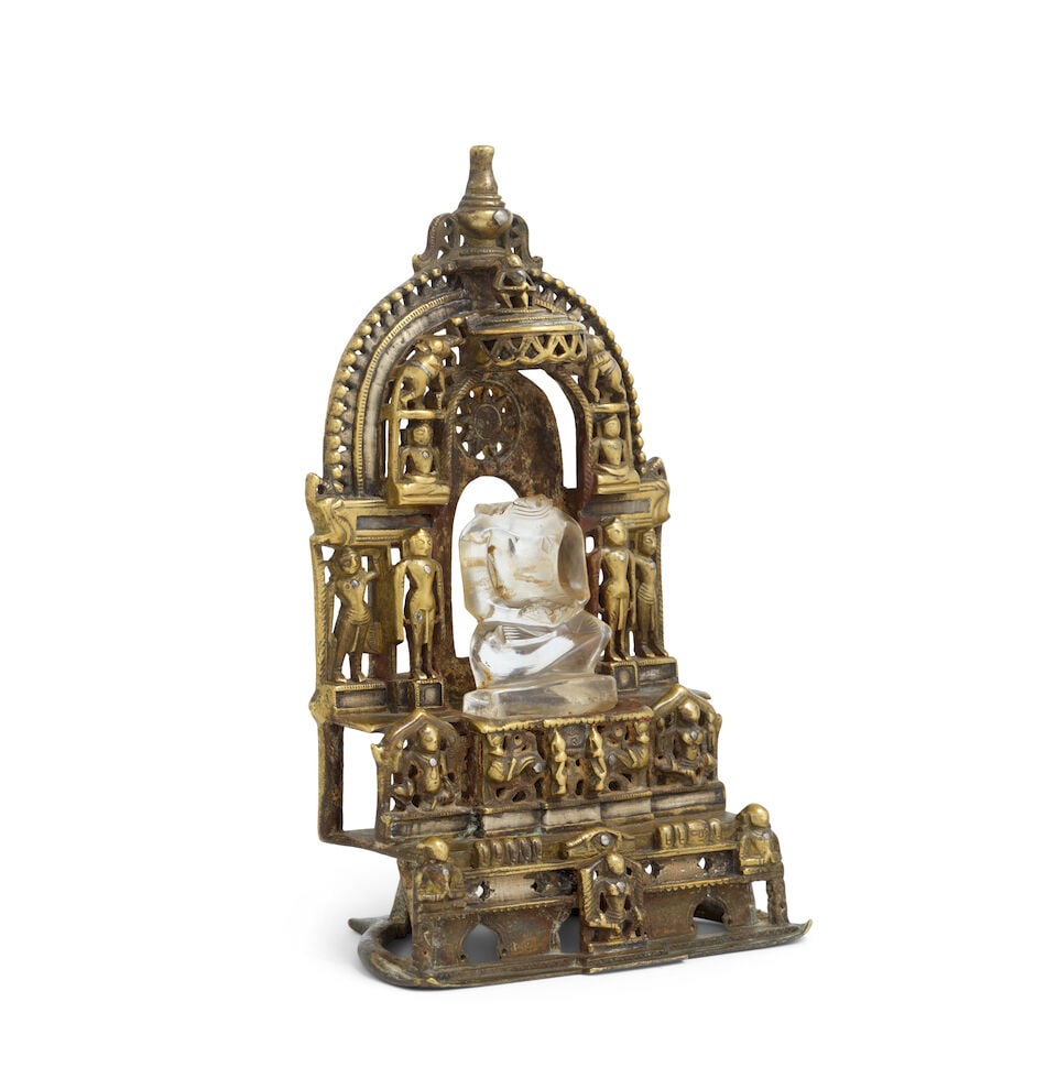 A Jain silver-inlaid brass shrine Western India, 15th/ 16th Century - 2