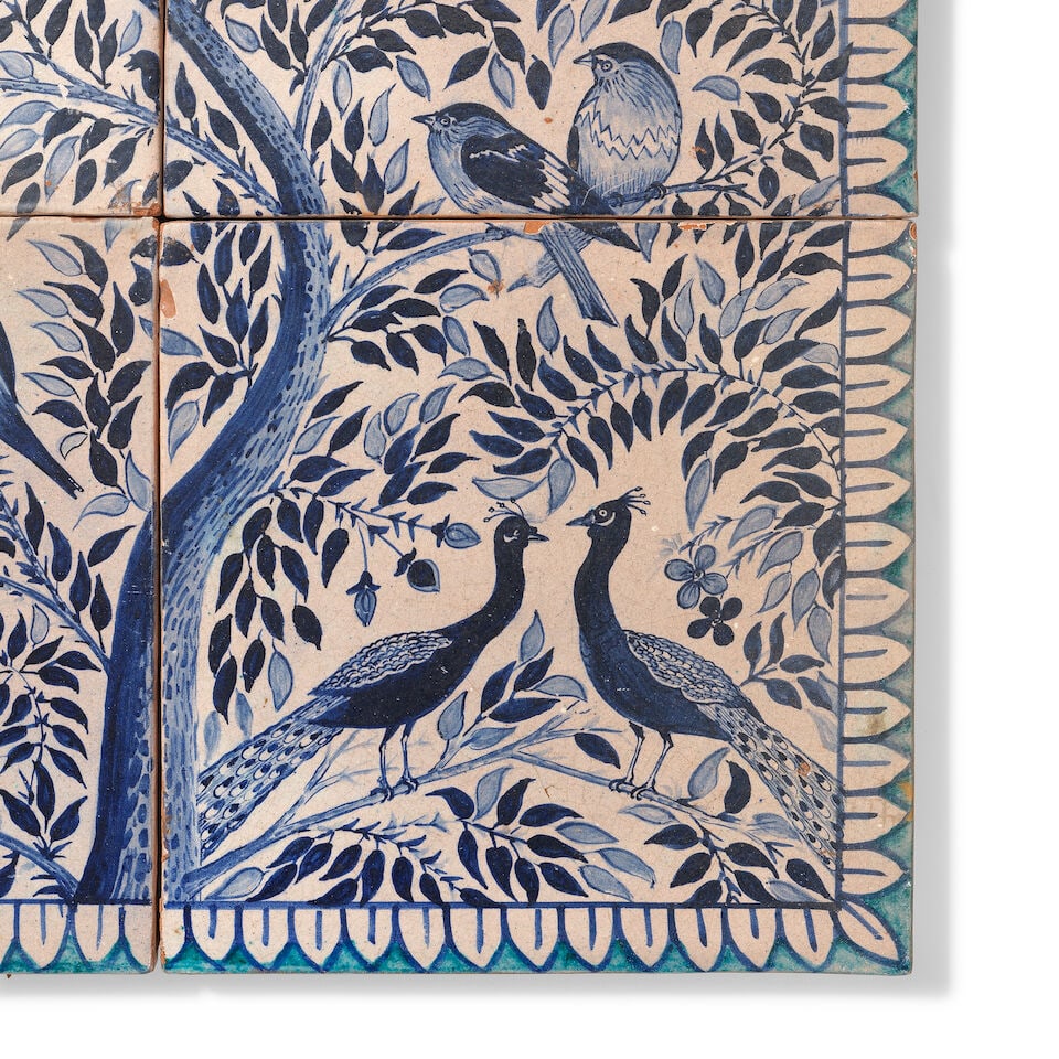 A Multan underglaze-painted pottery tile panel North India, 20th Century (6) - 3