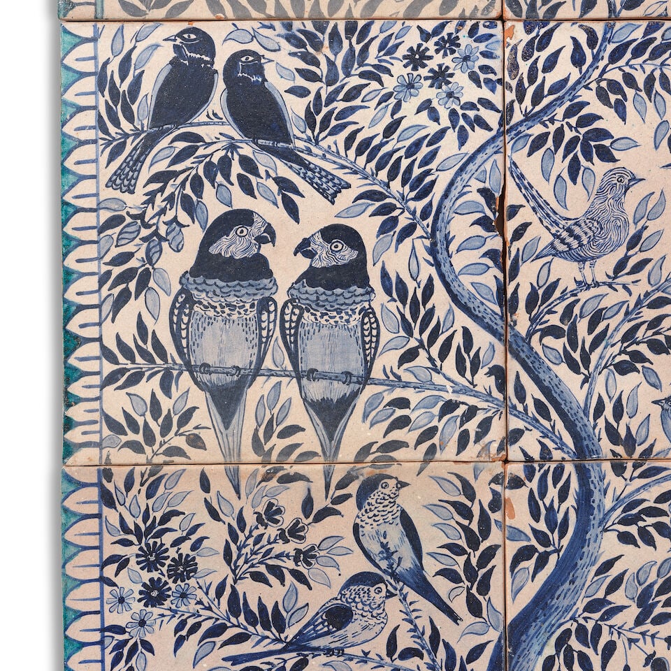 A Multan underglaze-painted pottery tile panel North India, 20th Century (6) - 4