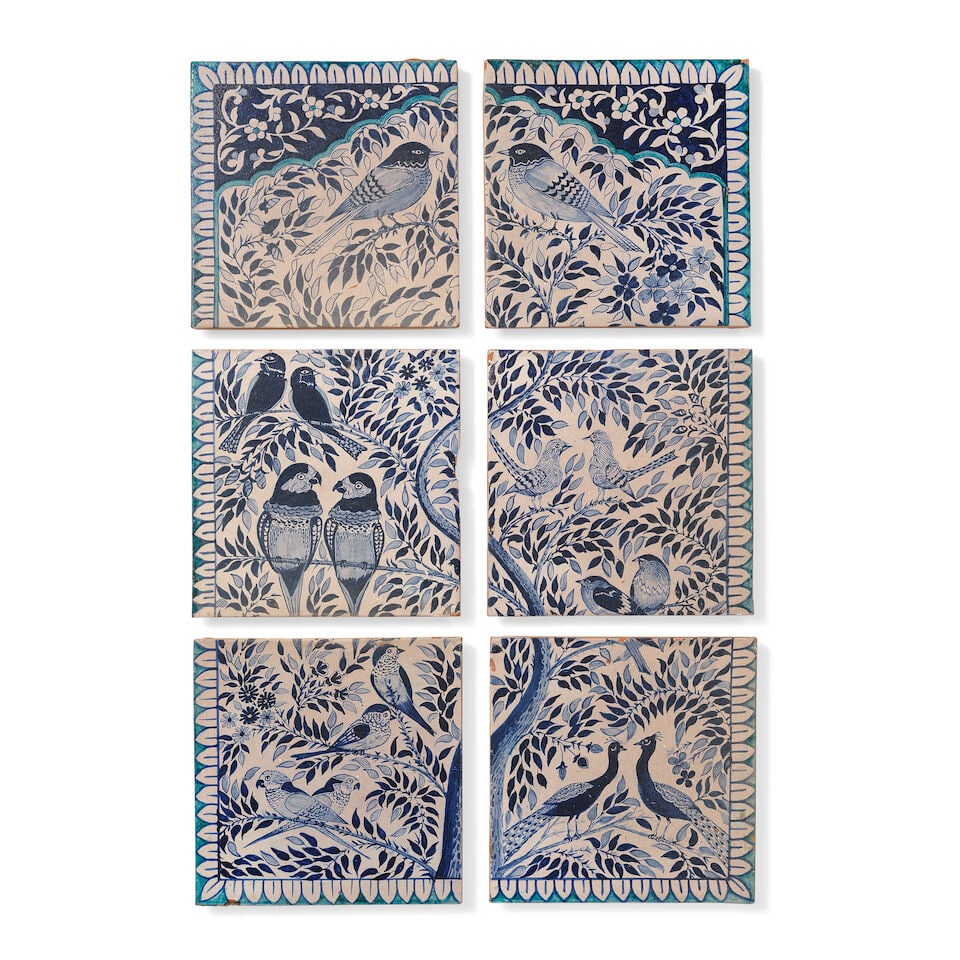 A Multan underglaze-painted pottery tile panel North India, 20th Century (6) - 6
