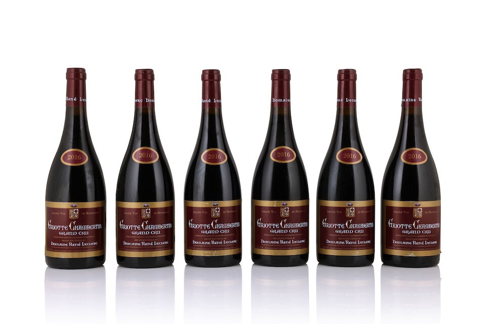 Domaine René Leclerc, Griotte-Chambertin, 2016 (6 x 750ml): Domaine René Leclerc, Griotte-Chambertin, 2016 (6 x 750ml) Region: Côte de Nuits Label: slightly worn labels Packaging: original carton This lot is subject to the following lot symbols: