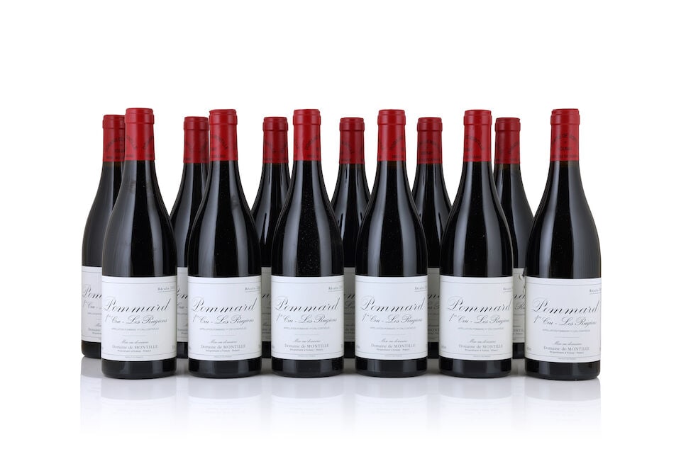 Domaine de Montille, Pommard 1er Cru Les Rugiens, 2003 (12 x 750ml): Domaine de Montille, Pommard 1er Cru Les Rugiens, 2003 (12 x 750ml) Region: Côte de Beaune Label: lightly bin-soiled labels - 1 badly torn Packaging: original carton (damp-affected &