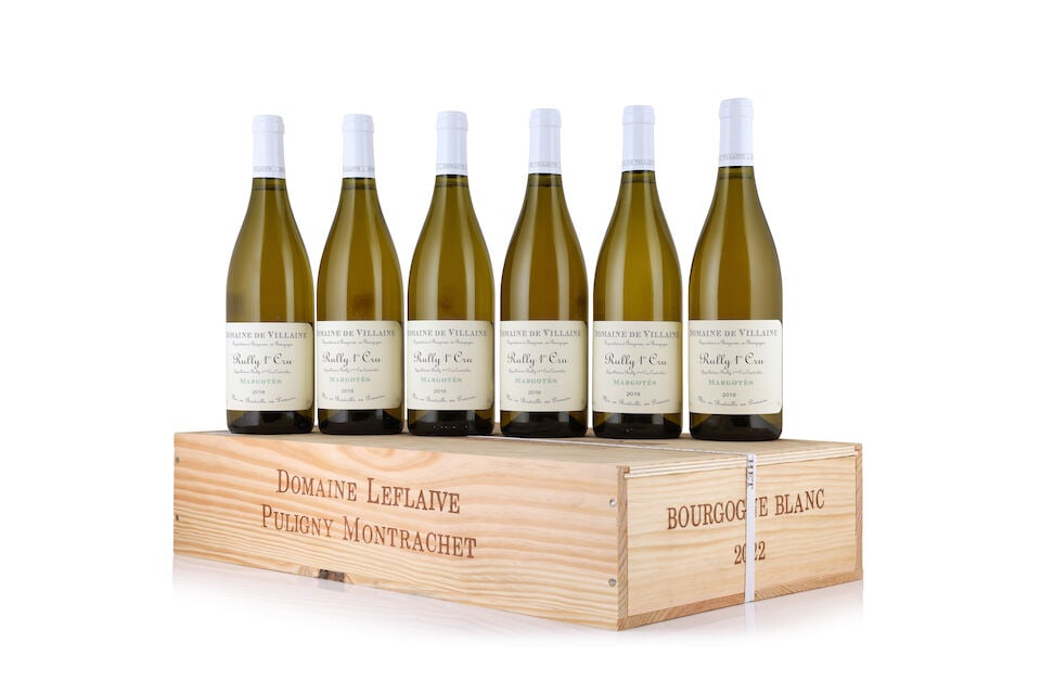 Domaine de Villaine, Rully 1er Cru Les Margotes, 2018 (6 x 750ml) Domaine Leflaive, Bourgogne B...: Domaine de Villaine, Rully 1er Cru Les Margotes, 2018 (6 x 750ml) Region: Burgundy Packaging: original carton Domaine Leflaive, Bourgogne Blanc, 2022 (6 x 750ml) Region: Burgundy Packaging: original
