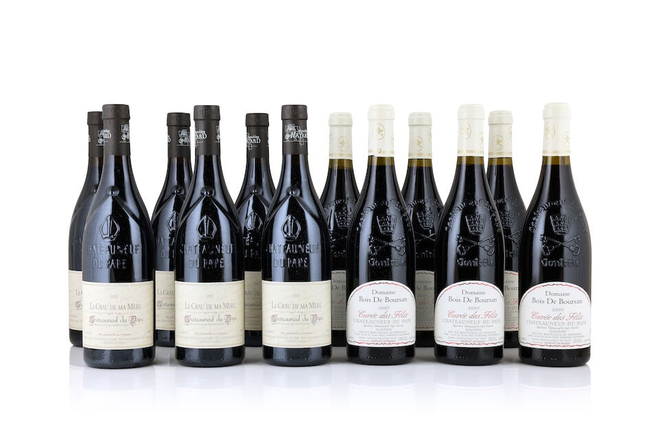 Vignobles Mayard, Châteauneuf-du-Pape La Crau de Ma Mère, 2005 (12 x 750ml) Domaine B...: Vignobles Mayard, Châteauneuf-du-Pape La Crau de Ma Mère, 2005 (12 x 750ml) Region: Rhône Valley Packaging: original carton (damp-affected) Domaine Bois de Boursan, Châteauneuf-du-