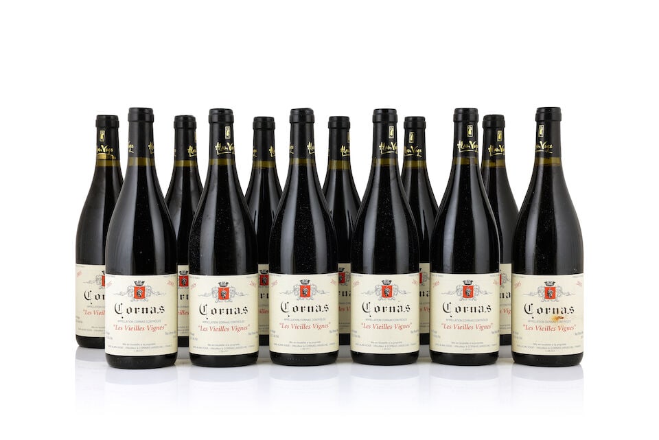 Alain Voge, Cornas Les Vieilles Vignes, 2005 (12 x 750ml): Alain Voge, Cornas Les Vieilles Vignes, 2005 (12 x 750ml) Region: Rhône Valley Label: 2 slightly creased labels - 1 stained, 1 marked Packaging: original carton This lot is subject to the followi