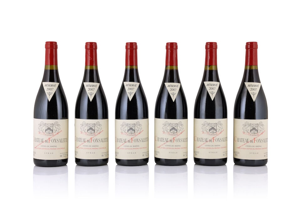 Château de Fonsalette, Côtes du Rhône Syrah, 2007 (6 x 750ml): Château de Fonsalette, Côtes du Rhône Syrah, 2007 (6 x 750ml) Region: Rhône Valley This lot is subject to the following lot symbols: Δ Δ VAT at the prevailing rate on