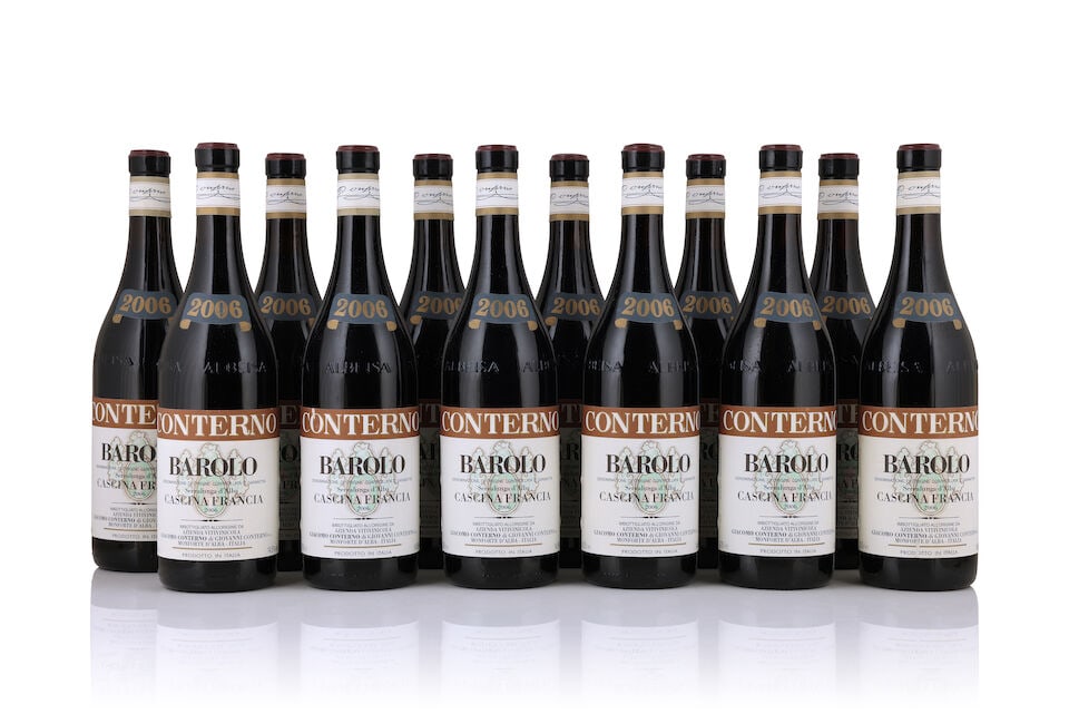Giacomo Conterno, Barolo Cascina Francia, 2006 (12 x 750ml): Giacomo Conterno, Barolo Cascina Francia, 2006 (12 x 750ml) Region: Piedmont Label: lightly bin-soiled with 4 neck label slightly faded Packaging: repacked from original carton This lot is subject to