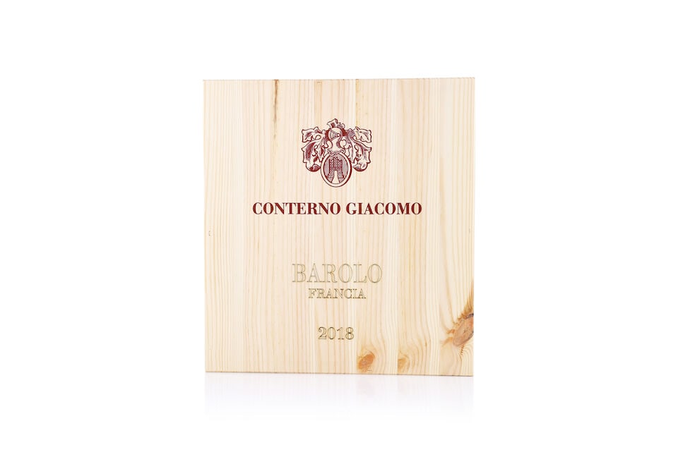 Giacomo Conterno, Barolo Francia, 2018 (6 x 750ml): Giacomo Conterno, Barolo Francia, 2018 (6 x 750ml) Region: Piedmont This lot is subject to the following lot symbols: Δ Δ VAT at the prevailing rate on Hammer Price and Buyer's Premium.