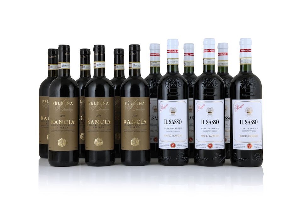 Felsina, Chianti Classico Riserva Rancia, 2016 (12 x 750ml) Piaggia Mauro Vannucci, Carmignano ...: Felsina, Chianti Classico Riserva Rancia, 2016 (12 x 750ml) Region: Tuscany Packaging: original carton Piaggia Mauro Vannucci, Carmignano Il Sasso, 2020 (6 x 750ml) Region: Tuscany Packaging: original
