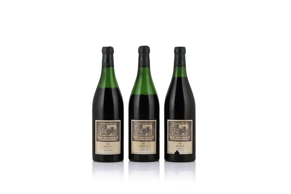 Berry Bros & Rudd, Musigny, 1966 (3 x 750ml): Berry Bros & Rudd, Musigny, 1966 (3 x 750ml) Region: Côte de Nuits Fill Level: 1 x 2.5, 1x 5.5, 1 x 7cms below base of cork Capsule: corroded with 1 damaged Label: bin-soiled & damp-affected, 1