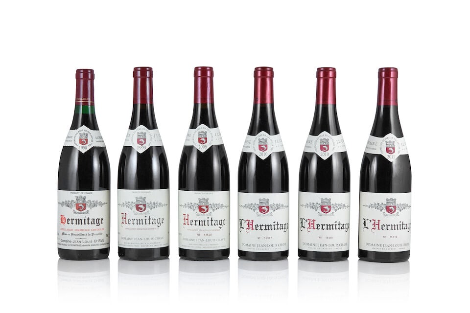 Domaine Jean-Louis Chave, Hermitage, 1990 (1 x 750ml) Domaine Jean-Louis Chave, Hermitage, 1999...: Domaine Jean-Louis Chave, Hermitage, 1990 (1 x 750ml) Region: Rhône Valley Domaine Jean-Louis Chave, Hermitage, 1999 (1 x 750ml) Region: Rhône Valley Label: nicked vintage label Domaine Jean