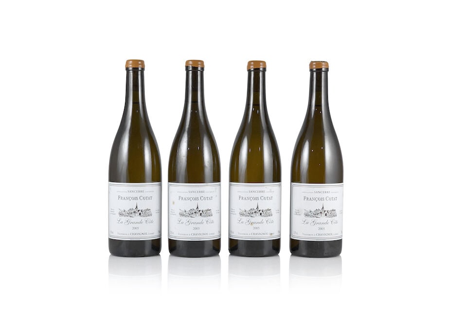 François Cotat, Sancerre La Grande Côte, 2005 (4 x 750ml): François Cotat, Sancerre La Grande Côte, 2005 (4 x 750ml) Region: Loire Capsule: wax seals - 1 cork exposed Label: damp-stained labels Lot to be sold without reserve. For further