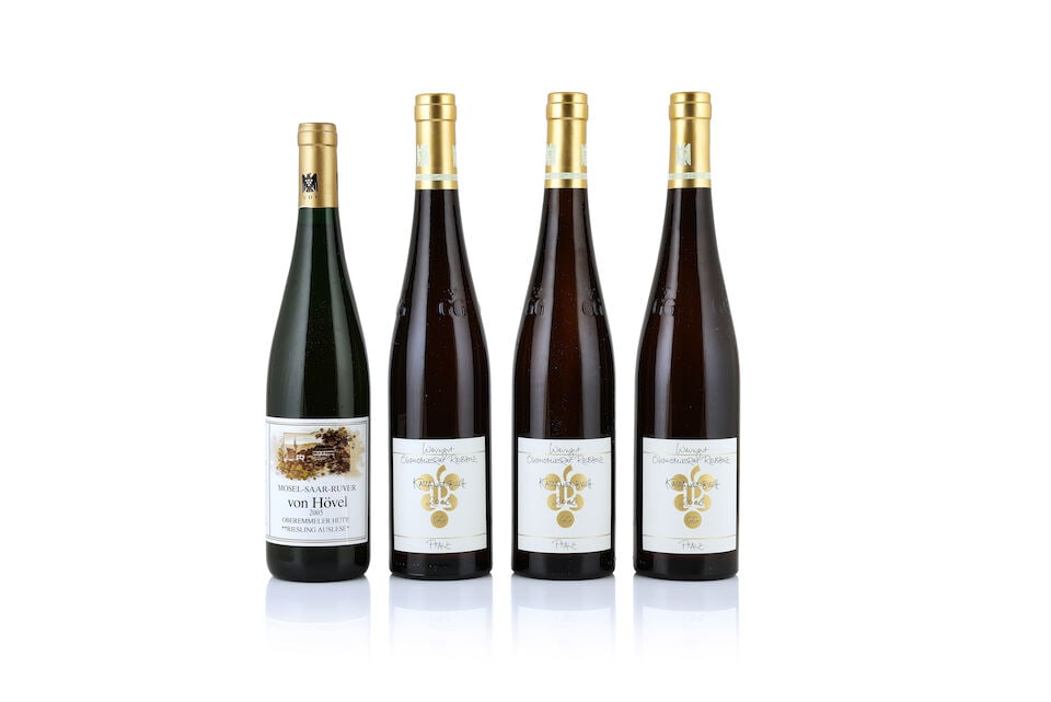 Deinhard, Oestricher Lenchen Riesling Beerenauslese Eiswein, 1971 (2 x 750ml) Fritz Haag, Braune...: Deinhard, Oestricher Lenchen Riesling Beerenauslese Eiswein, 1971 (2 x 750ml) Region: Germany Capsule: creased Label: bin-soiled & nicked Fritz Haag, Brauneberger Juffer Sonnenuhr Riesling Auslese,