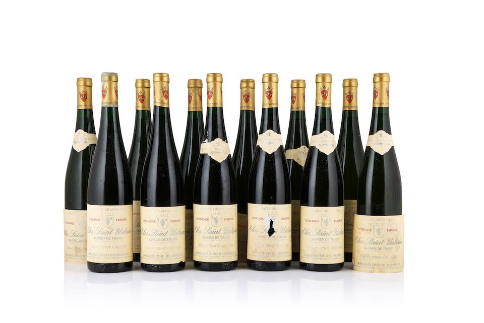 Domaine Zind Humbrecht, Pinot Gris Clos St Urbain Rangen de Thann Vendage Tardive, 1988 (12 x 75...: Domaine Zind Humbrecht, Pinot Gris Clos St Urbain Rangen de Thann Vendage Tardive, 1988 (12 x 750ml) Region: Alsace Capsule: corroded, 8 lightly Label: damp-affected, nicked, stained & peeling, 1