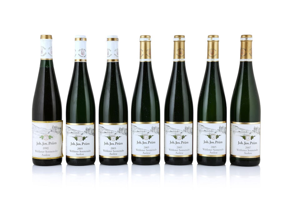 Joh. Jos. Prüm, Wehlener Sonnenuhr Riesling Auslese, 1990 (1 x 750ml) Joh. Jos. Prüm, ...: Joh. Jos. Prüm, Wehlener Sonnenuhr Riesling Auslese, 1990 (1 x 750ml) Region: Germany Label: stained & peeling Joh. Jos. Prüm, Wehlener Sonnenuhr Riesling Auslese, 2005 (2 x 750ml) Region: