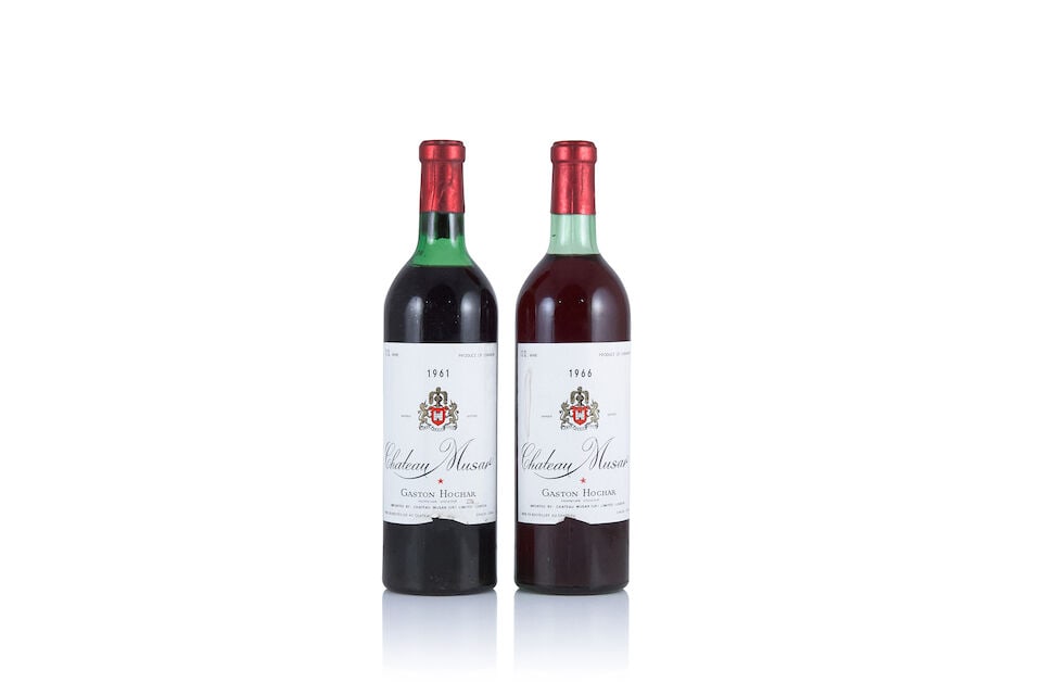 Chateau Musar, Bekaa Valley, 1961 (1 x 750ml) Chateau Musar, Bekaa Valley, 1966 (1 x 750ml): Chateau Musar, Bekaa Valley, 1961 (1 x 750ml) Region: Lebanon Fill Level: high mid shoulder Capsule: lightly corroded Label: bin-soiled & torn Chateau Musar, Bekaa Valley, 1966 (1 x 750ml) Region: