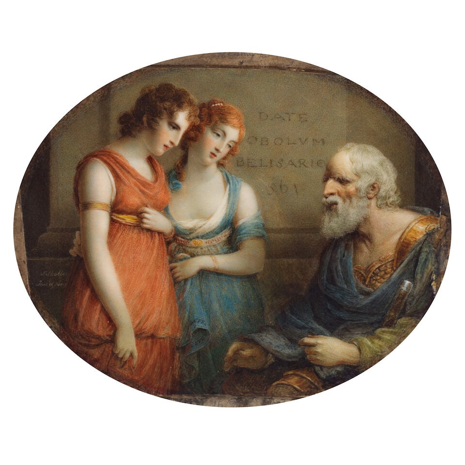 Samuel Shelley (London 1750/56-1808) Youth and Beauty commiserating Valour, or the story of Beli... (1 of 3)