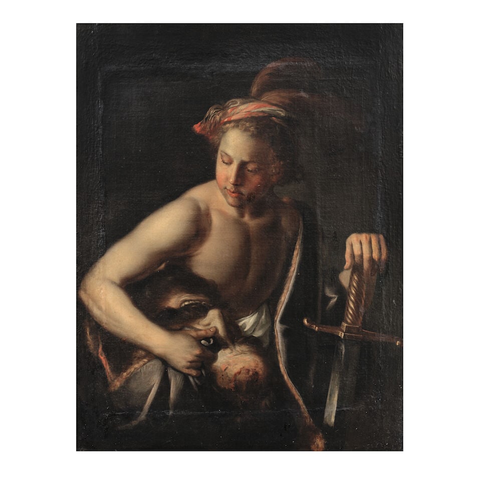 Roman School, 17th Century David with the head of Goliath framed: 114 x 91cm (1 of 3)