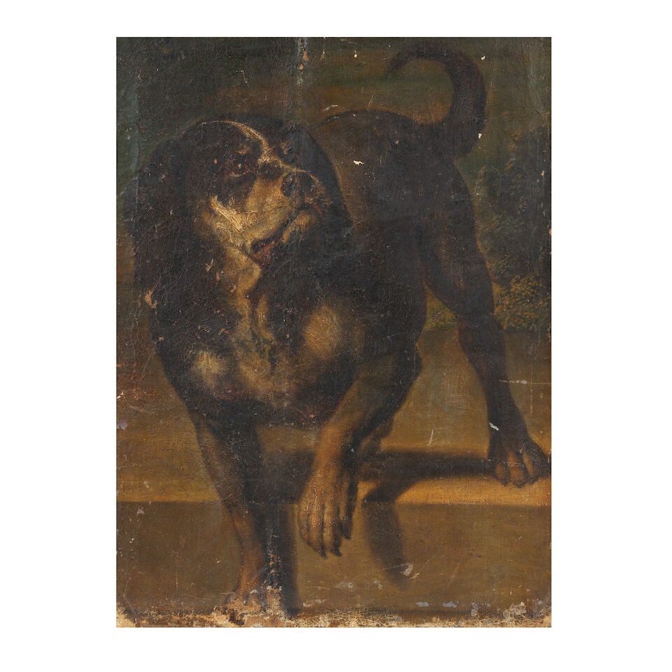 Roman School, 18th Century Study of a dog before a landscape framed: 83 x 63cm (1 of 3)
