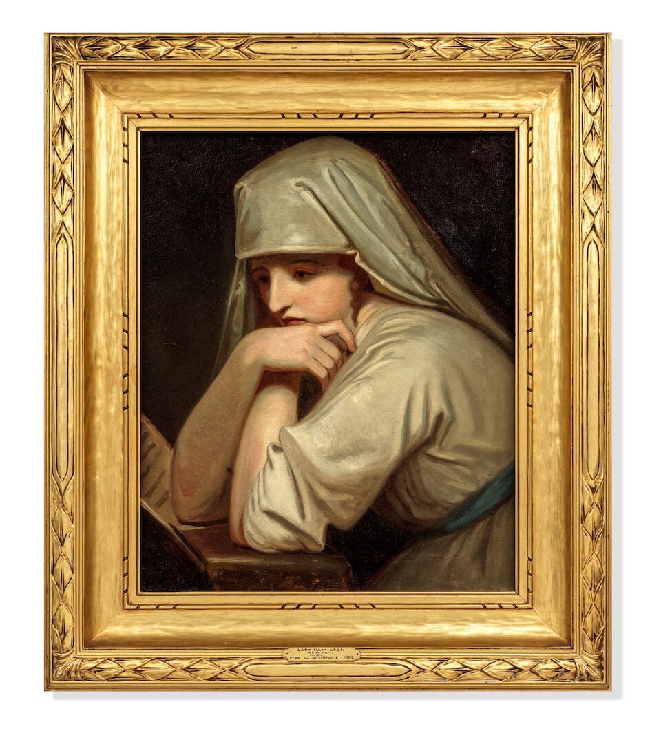 After George Romney, 18th Century Emma Hamilton as a nun framed: 85.8 x 75.7cm - 3