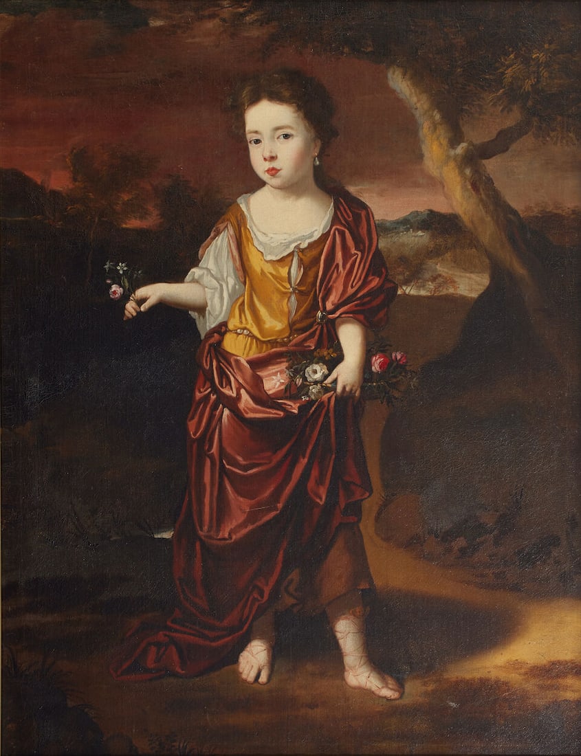 Gerard Lanscroon (active 1678-1737 London) Portrait of a child full-length, in a yellow costume ... (1 of 3)