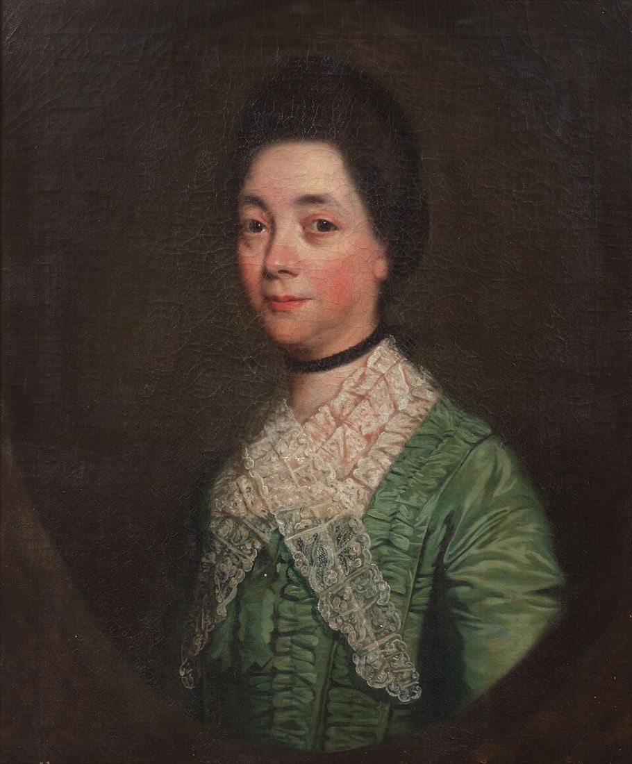 Thomas Beach (Milton Abbas 1738-1806 Dorchester) Portrait of a lady, bust-length, in a green dre... (1 of 3)