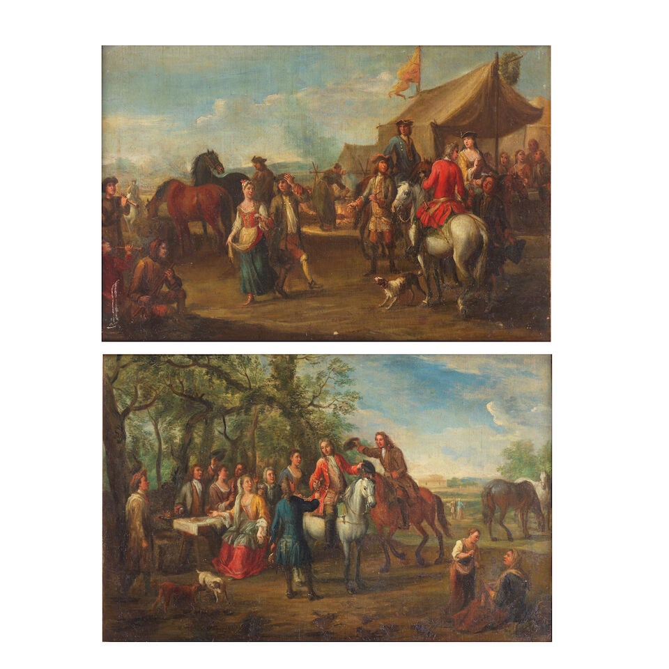 Christian Reder (Leipzig 1656-1729 Rome) A military encampment with figures dancing; and Horseme... (1 of 7)
