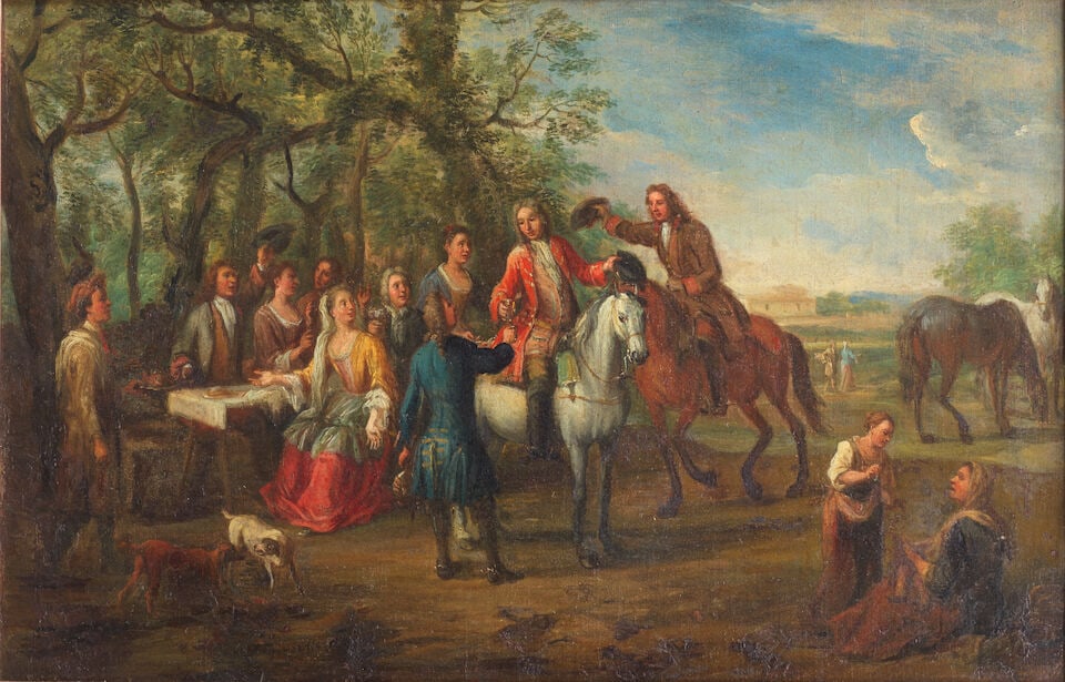 Christian Reder (Leipzig 1656-1729 Rome) A military encampment with figures dancing; and Horseme... - 6