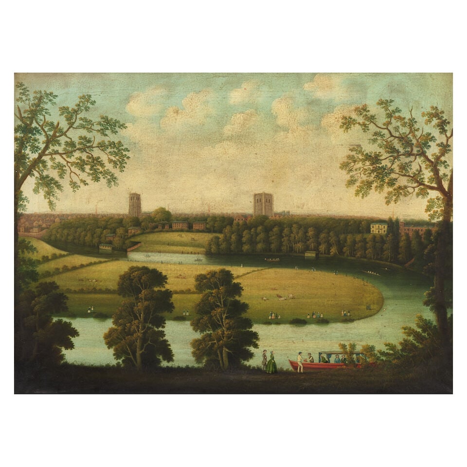 English School (19th Century) A view of Chester from the River Dee with pleasure boats and a cox... (1 of 3)