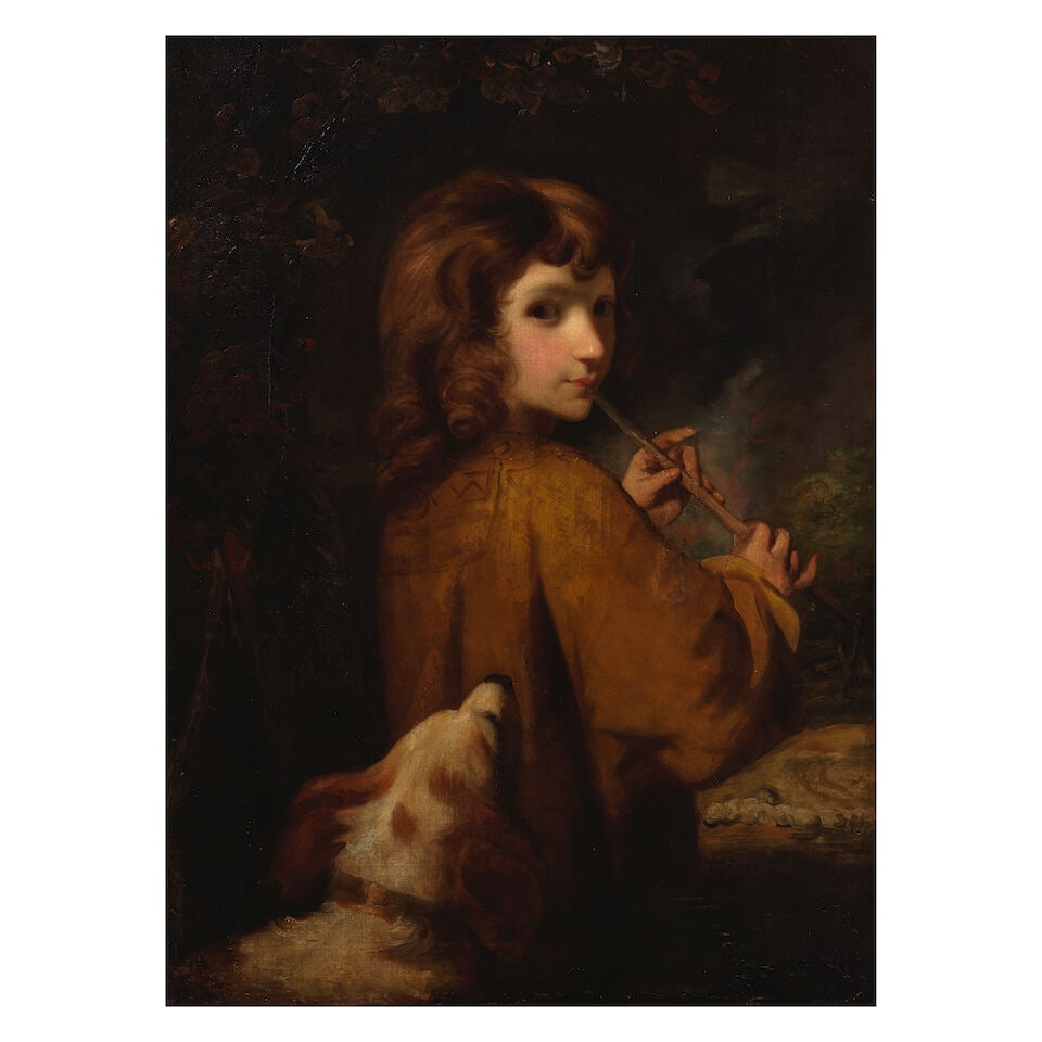 Studio of Sir Joshua Reynolds P.R.A. (Plympton 1723-1792 London) The Piping Boy framed: 108 x 86cm (1 of 3)