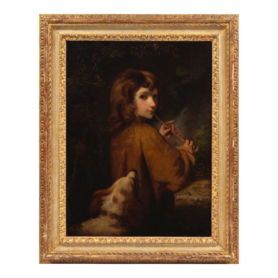 Studio of Sir Joshua Reynolds P.R.A. (Plympton 1723-1792 London) The Piping Boy framed: 108 x 86cm - 3