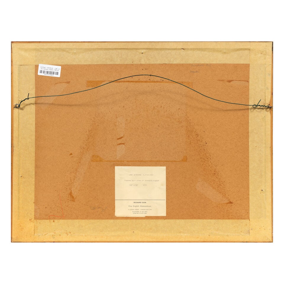 John Rathbone (Cheshire 1750-1807 London) Elegant figures with a dog by a river gorge, probably ... - 2