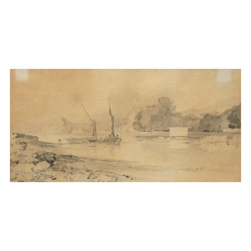 John Sell Cotman (Norwich 1782-1842 London) The Thames above Twickenham framed: 39.5 x 56.6cm (1 of 3)