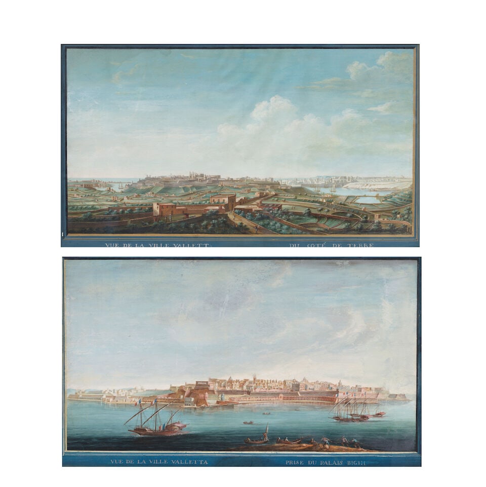 French School, late 18th Century, after Alberto Pullicino A view of Valletta from Palazzo Bighi,... (1 of 7)