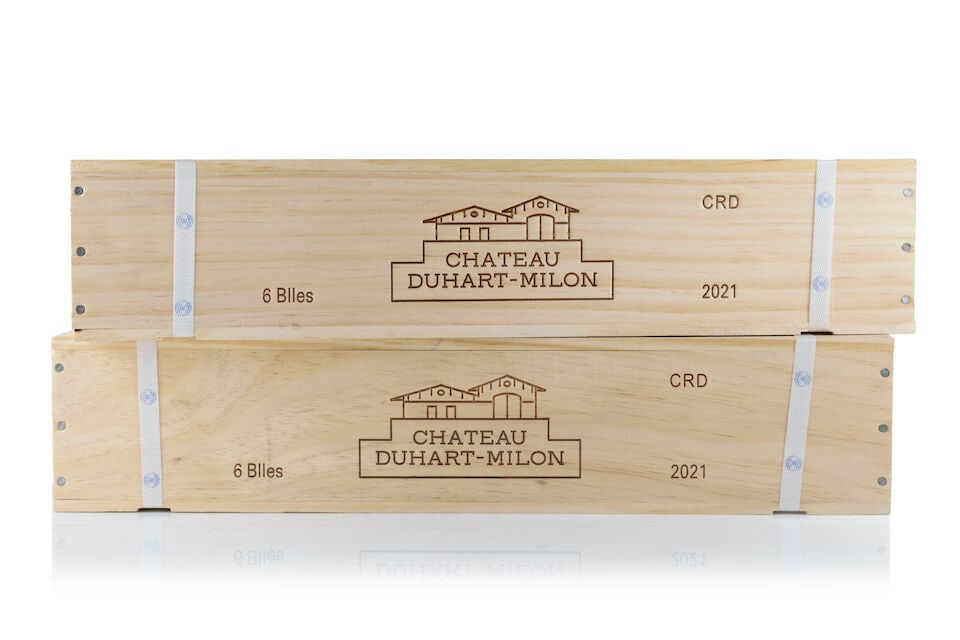 Château Duhart-Milon, 2021 (12 x 750ml): Château Duhart-Milon, 2021 (12 x 750ml) Region: Pauillac Packaging: 2 x original wooden cases This lot is subject to the following lot symbols: Δ Δ VAT at the prevailing rate on Hammer