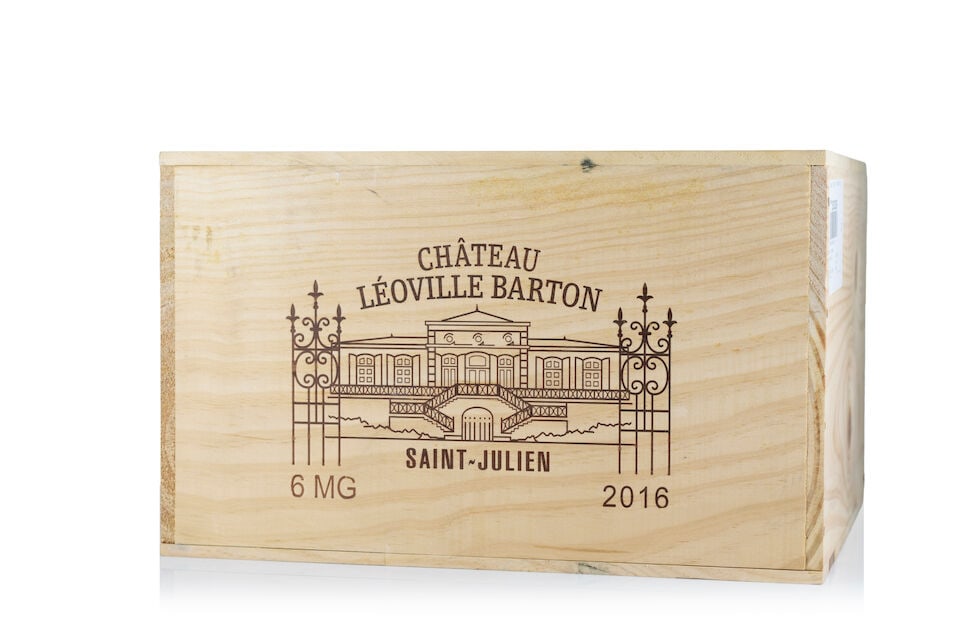 Château Léoville Barton, 2016 (6 x 1500ml): Château Léoville Barton, 2016 (6 x 1500ml) Region: St. Julien Packaging: original wooden case This lot is subject to the following lot symbols: Δ Δ VAT at the prevailing rate on