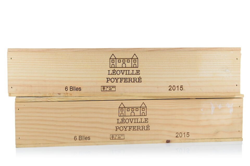 Château Léoville Poyferre, 2015 (12 x 750ml): Château Léoville Poyferre, 2015 (12 x 750ml) Region: St. Julien Packaging: 2 x original wooden cases (1 damaged lid) This lot is subject to the following lot symbols: Δ Δ VAT at th