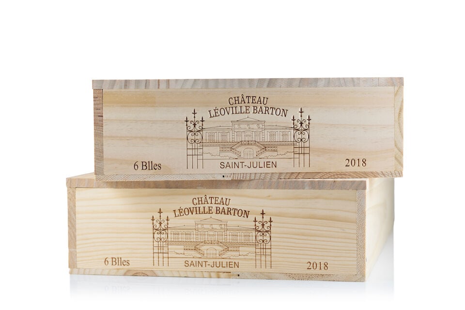 Château Léoville Barton, 2018 (12 x 750ml): Château Léoville Barton, 2018 (12 x 750ml) Region: St. Julien Packaging: 2 x original wooden cases This lot is subject to the following lot symbols: Δ Δ VAT at the prevailing rate