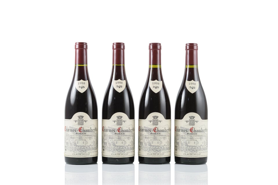 Claude Dugat, Charmes-Chambertin, 1998 (4 x 750ml): Claude Dugat, Charmes-Chambertin, 1998 (4 x 750ml) Region: Côte de Nuits Label: 1 creased label Notes: Soutirage stickers & US import labels For further information on this lot please visit