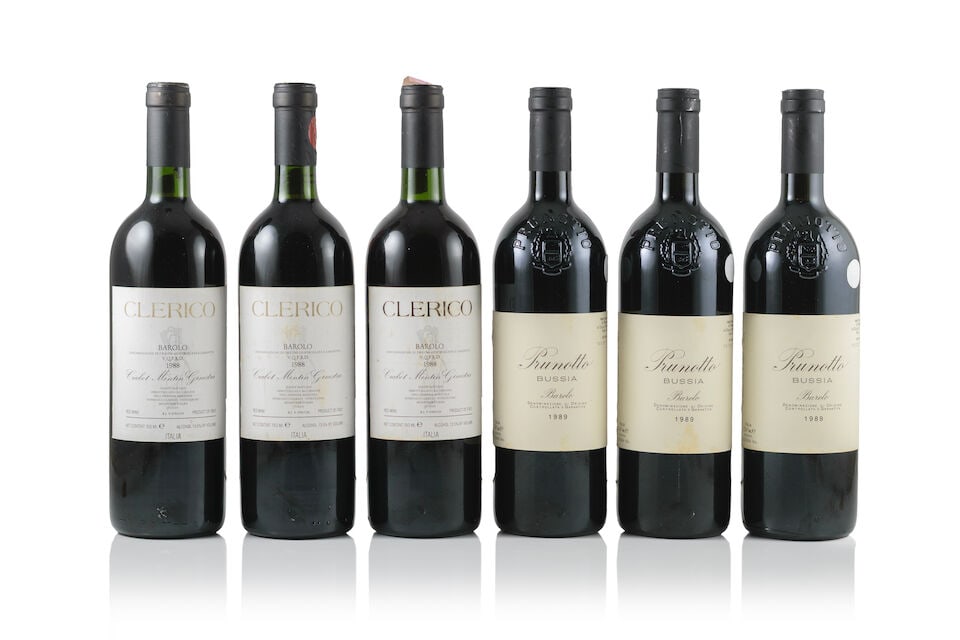 Domenico Clerico, Barolo Ciabot Mentin Ginestra, 1988 (3 x 750ml) Prunotto, Barolo Bussia, 1989 ...: Domenico Clerico, Barolo Ciabot Mentin Ginestra, 1988 (3 x 750ml) Region: Piedmont Label: bin-soiled & lightly damp-affected labels Notes: Soutirage stickers & integrated US back labels Prunotto, Baro