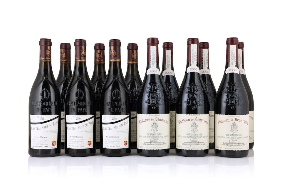 Roger Sabon, Châteauneuf-du-Pape Cuvée Prestige, 2003 (12 x 750ml) Château de Be...: Roger Sabon, Châteauneuf-du-Pape Cuvée Prestige, 2003 (12 x 750ml) Region: Rhône Valley Packaging: original carton Château de Beaucastel, Châteauneuf-du-Pape, 2005 (6 x 750ml)