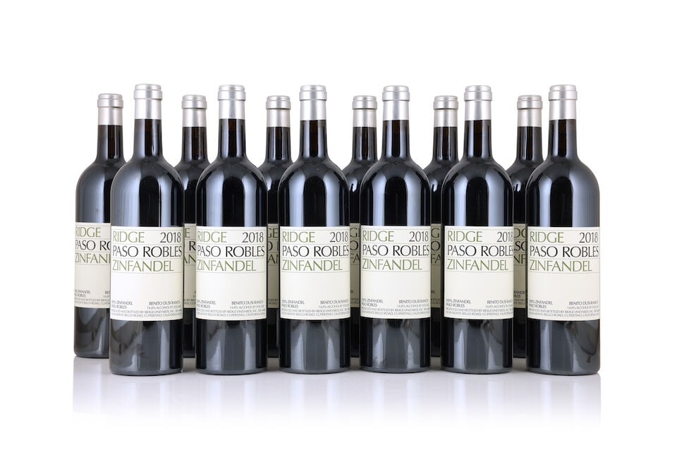 Ridge Paso Robles Zinfandel, 2018 (12 x 750ml): Ridge Paso Robles Zinfandel, 2018 (12 x 750ml) Region: Central Coast For further information on this lot please visit Bonhams.com For further information about this lot please visit the lot listing