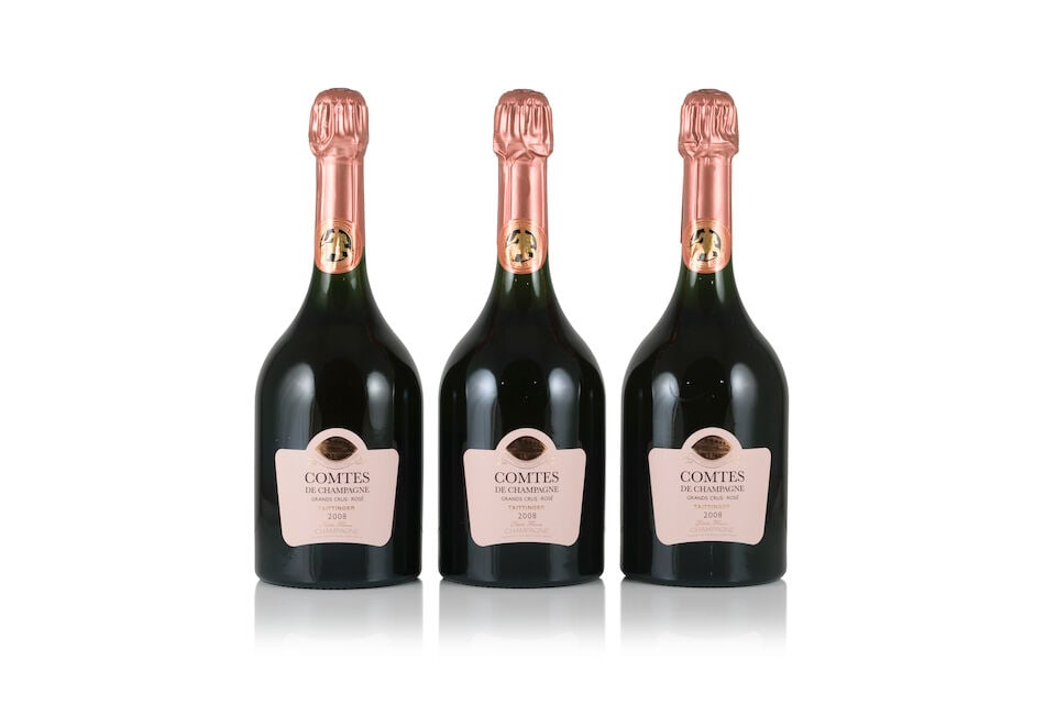 Taittinger Comtes de Champagne Rosé, 2008 (3 x 750ml): Taittinger Comtes de Champagne Rosé, 2008 (3 x 750ml) Region: Champagne Packaging: original carton This lot is subject to the following lot symbols: Δ Δ VAT at the prevailing rate on
