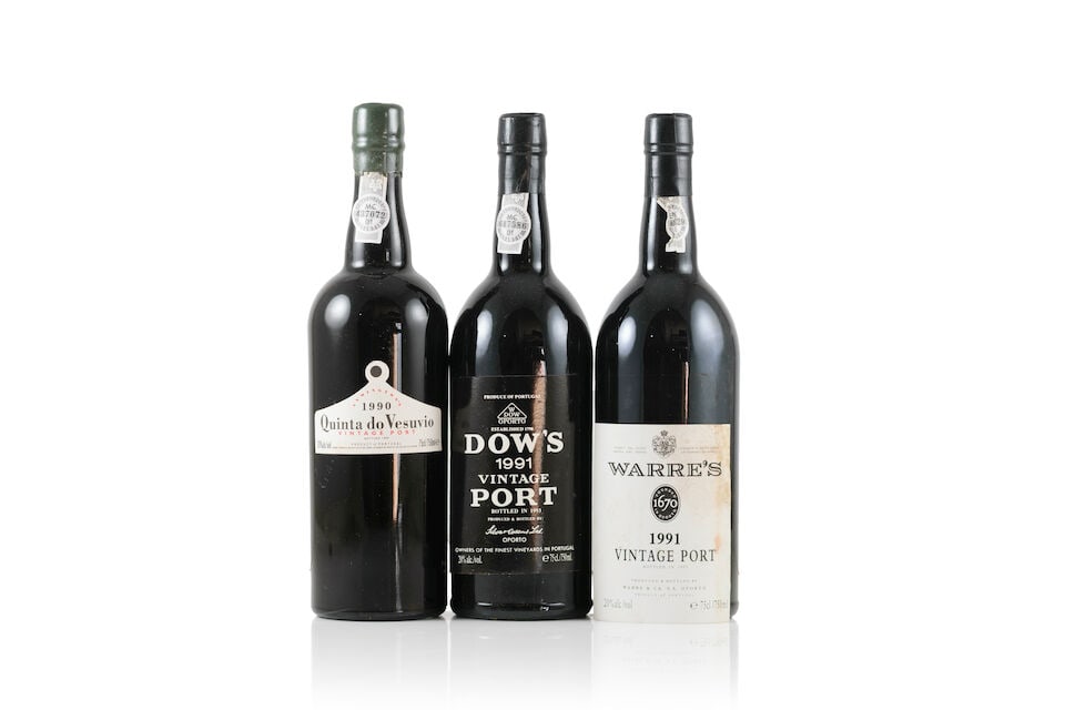 Quinta do Vesuvio, 1990 (6 x 750ml) Warre, 1991 (6 x 750ml) Dow, 1991 (6 x 750ml): Quinta do Vesuvio, 1990 (6 x 750ml) Packaging: original wooden case (damp-affected) Warre, 1991 (6 x 750ml) Label: badly damp-affected & detached labels Dow, 1991 (6 x 750ml) Region: Porto Label: badl