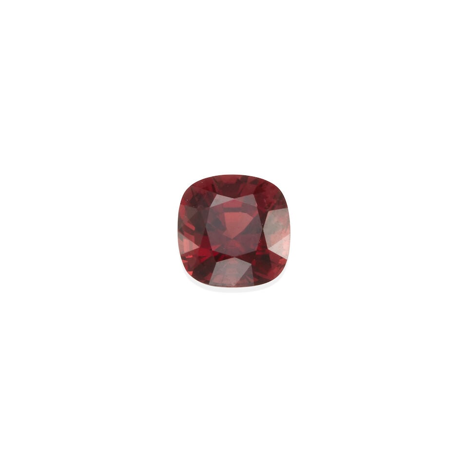 ONE LOOSE SPINEL WITH GIA REPORT: ONE LOOSE SPINEL WITH GIA REPORT • 1 cushion-cut spinel weighing 1.63 carats (6.62 x 6.57 x 5.04 mm) • Accompanied by GIA report no. 2225374898, dated March 25, 2022, stating the natural s