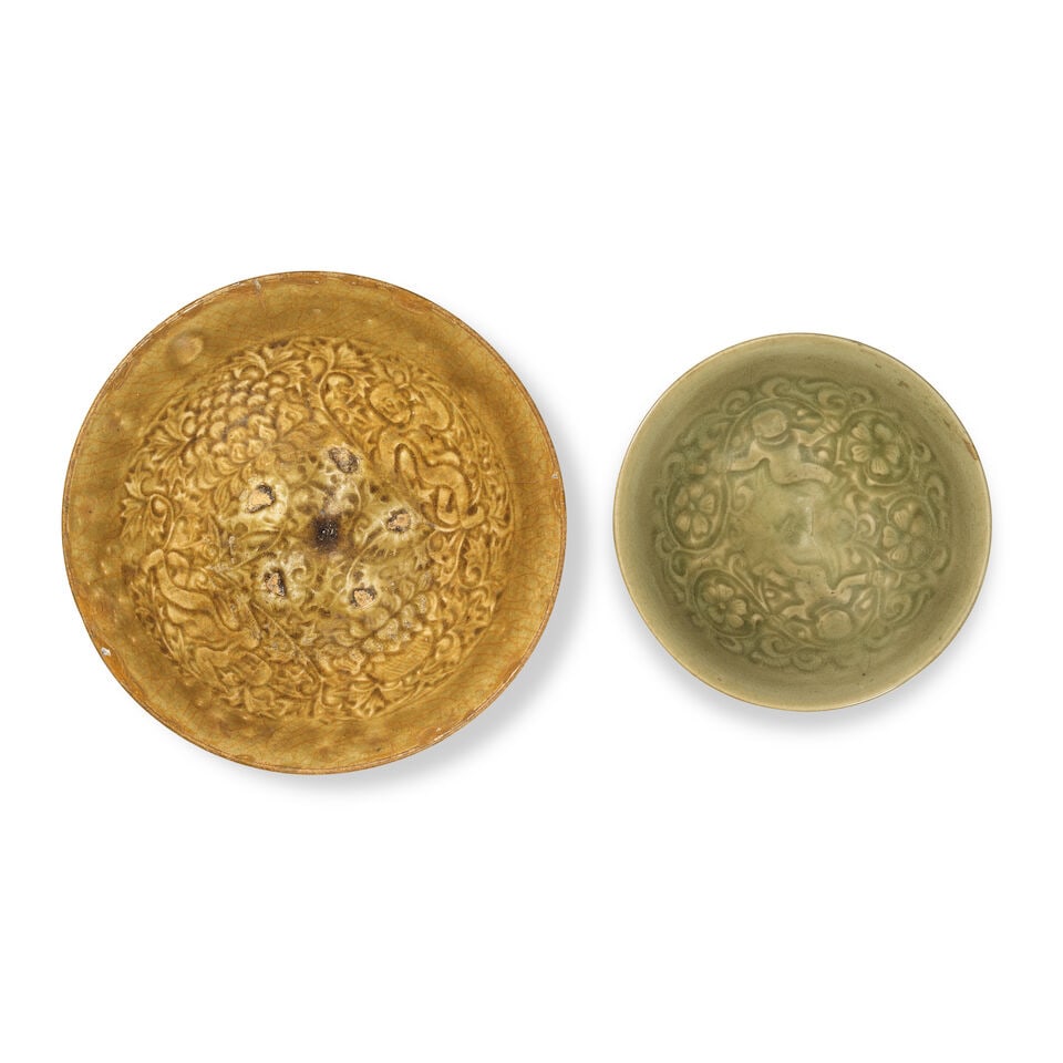 A YAOZHOU 'BOYS' BOWL AND AN ANNAMESE OLIVE-GLAZED 'BOYS' BOWL Jin Dynasty and Vietnam, 13th/14t... (1 of 3)