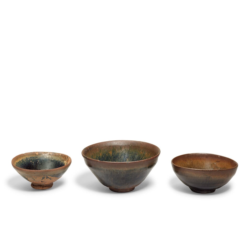 THREE JIAN 'HARE'S FUR' TEA BOWLS Song Dynasty (3) (1 of 3)