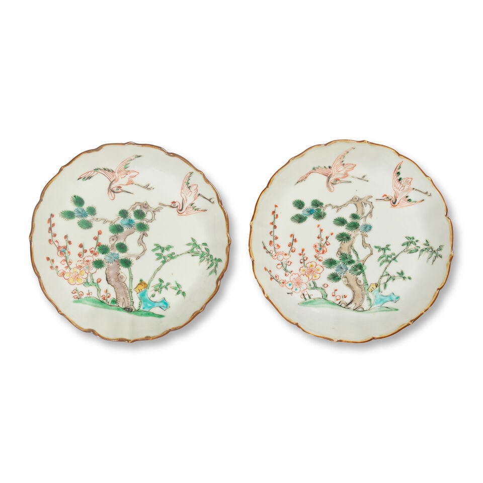 A PAIR OF 'THREE FRIENDS OF WINTER' DISHES FOR THE JAPANESE MARKET Chenghua six-character mark... (1 of 2)