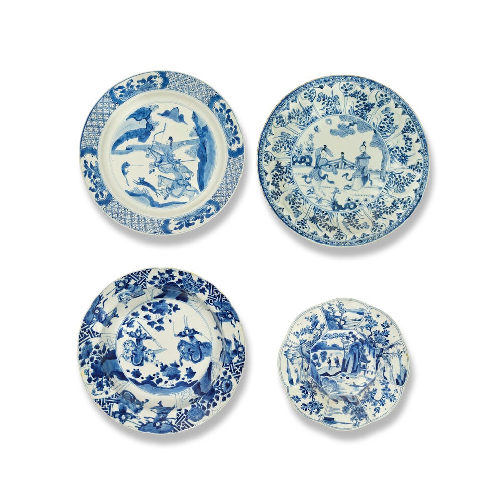 FOUR BLUE AND WHITE DISHES Kangxi (4) (1 of 2)
